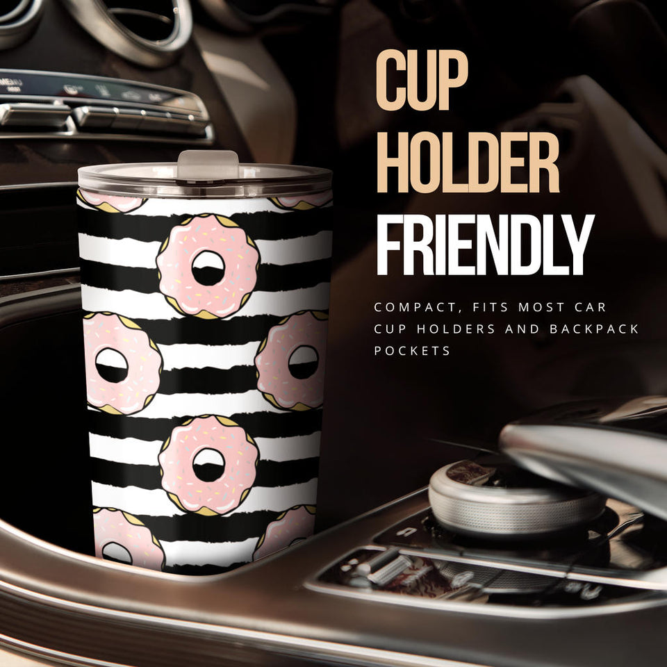 Donuts Pink Icing Striped Pattern Tumbler