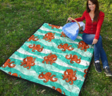 Octopuses Sea Wave Background Premium Quilt