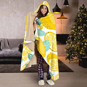 Lemon Design Pattern Hooded Blanket