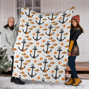 Clown Fish Pattern Print Design 02 Premium Blanket
