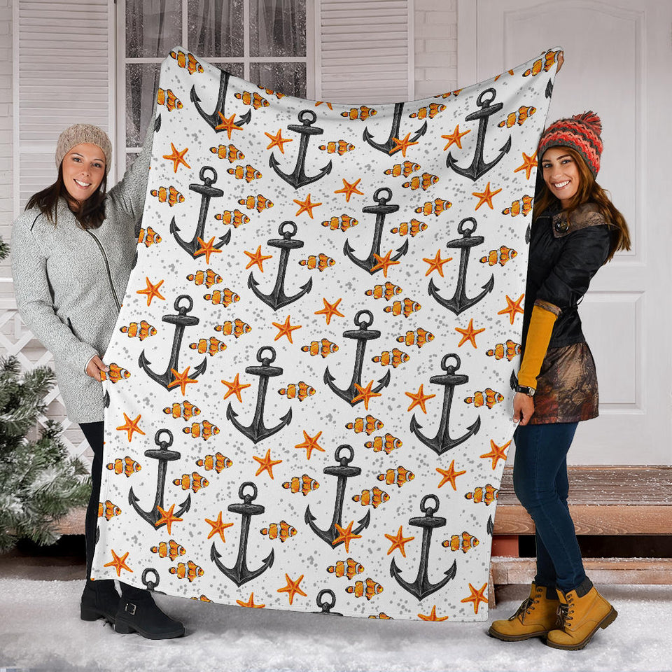 Clown Fish Pattern Print Design 02 Premium Blanket