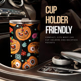 Pumpkin Flowers Spiderweb Halloween Theme Tumbler
