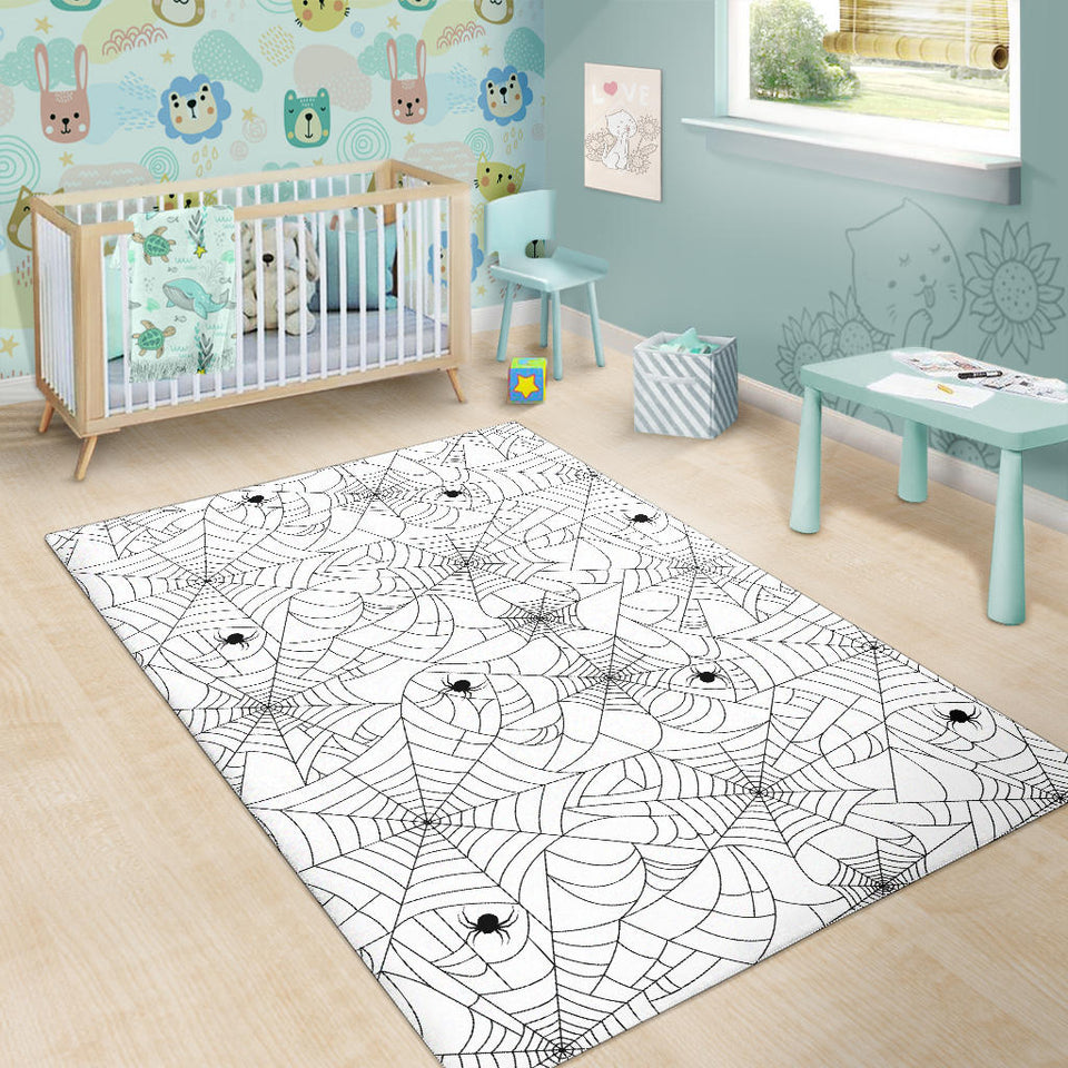 Spider Web Cobweb Pattern White Background Area Rug