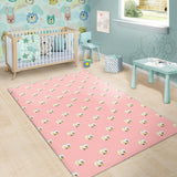 Cute Hamster Cheese Pattern Pink Background Area Rug