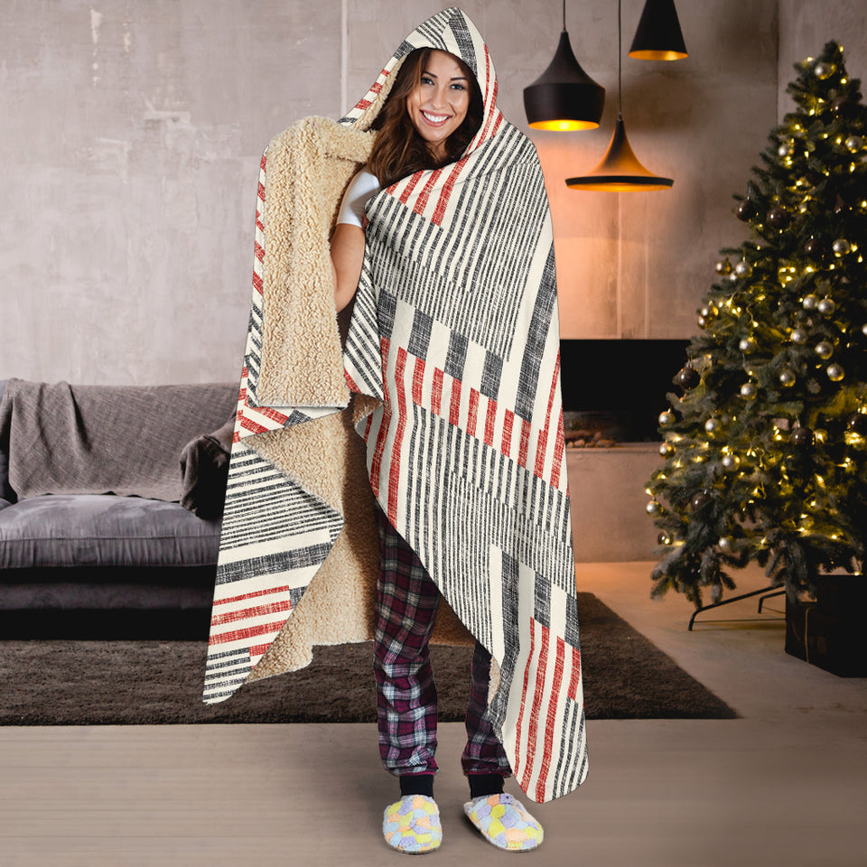 Zigzag Chevron Striped Pattern Hooded Blanket