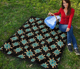 Sea Turtle Blue Stone Pattern Premium Quilt