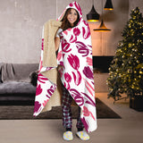Pink Sketch Tulip Pattern Hooded Blanket