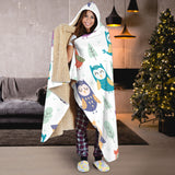Cute Owl Pattern Hooded Blanket