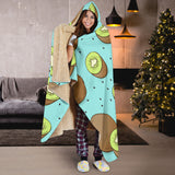 Kiwi Blue Background Hooded Blanket