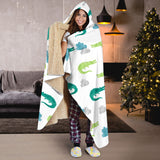 Watercolor Crocodile Pattern Hooded Blanket