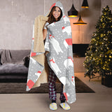 Cute Polar Bear Christmas Snow Pattern Hooded Blanket