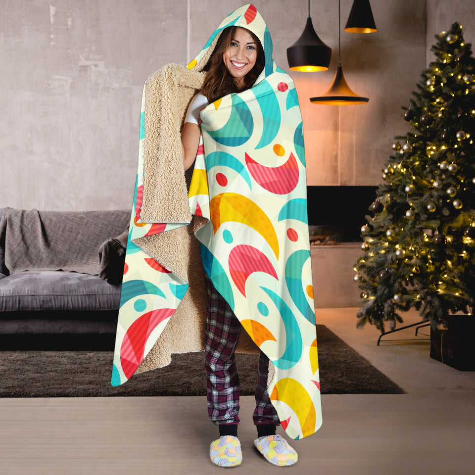 Colorful Moon Pattern Hooded Blanket