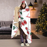Hand Drawn Cherry Pattern Hooded Blanket