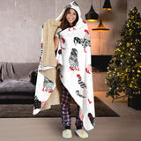 Cool Rooster Chicken Cock Floral Ornament Background Hooded Blanket