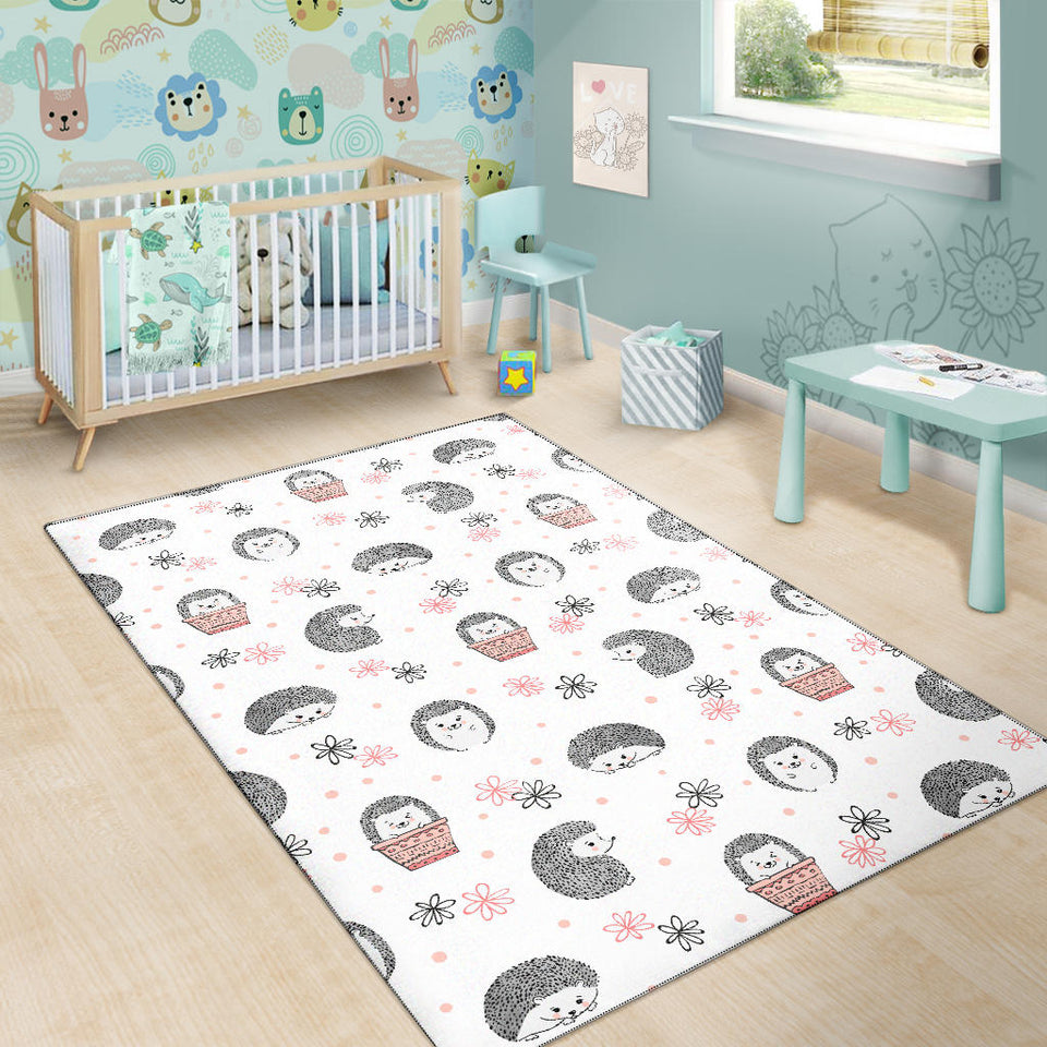 Hedgehog Pattern Print Design 02 Area Rug