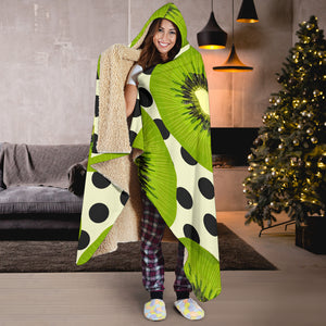 Kiwi Black Dot Background Hooded Blanket