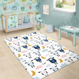 Cute Sleeping Sheep Moon Cloud Pattern Area Rug