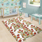 Red Tulips And Daffodils Pattern Area Rug