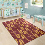 Hand Drawn Gold Saxophone Red Background  Area Rug