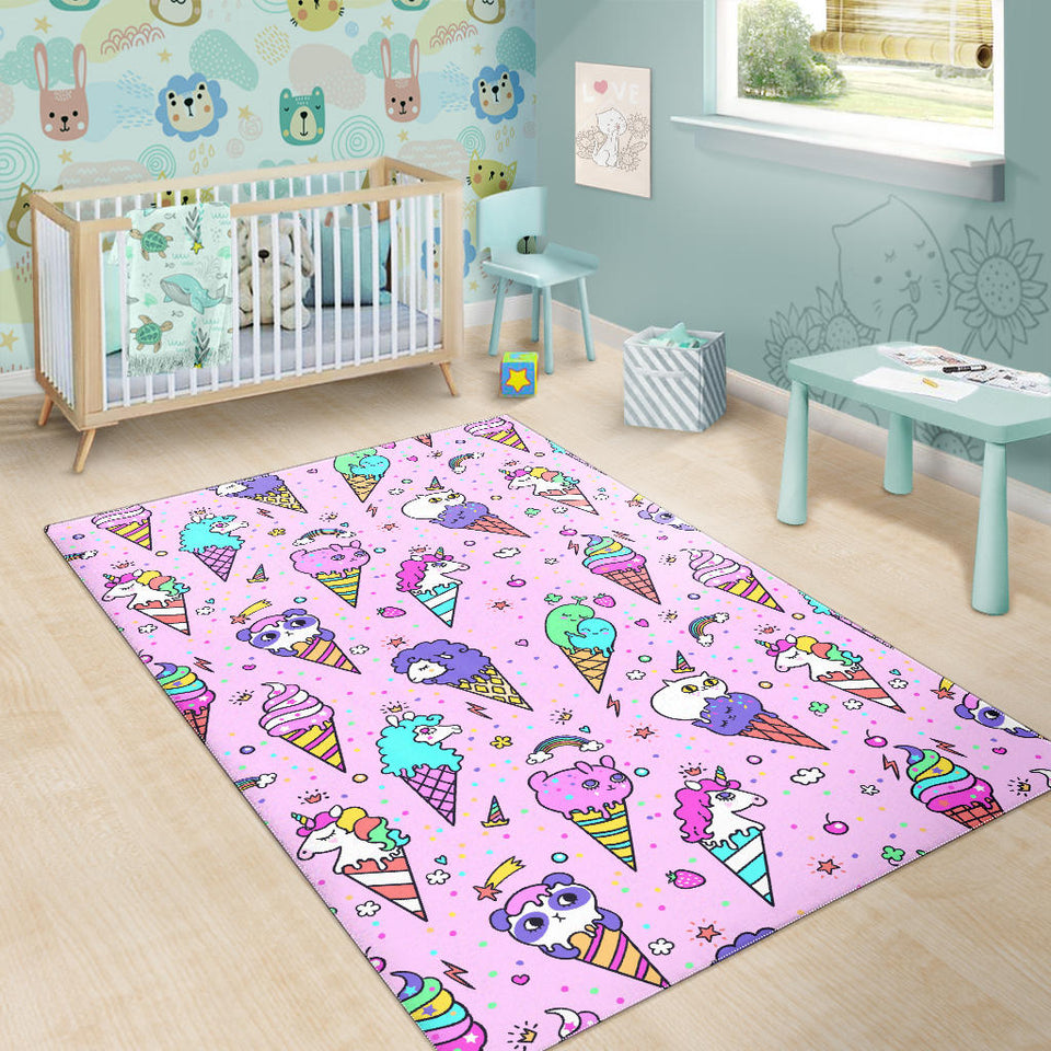 Cute Ice Cream Cone Animal Pattern Area Rug