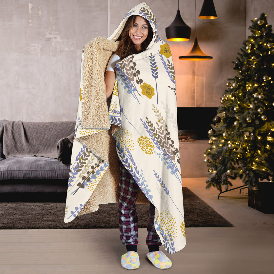 Lavender Modern Pattern Blackground Hooded Blanket