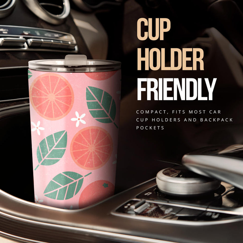 Grapefruit Leaves Flower Pink Background Tumbler