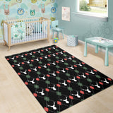 Deer Christmas New Year Pattern Argyle Area Rug