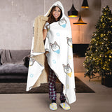 Cute Siberian Husky Pattern Hooded Blanket