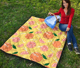 Grapefruit Yellow Background Premium Quilt