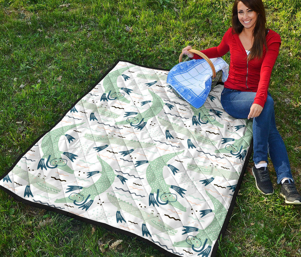 Crocodile Diver Pattern Premium Quilt