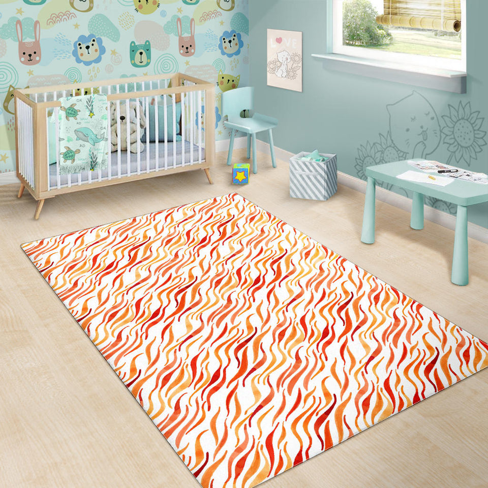 Fire Flame Watercolor Pattern Area Rug