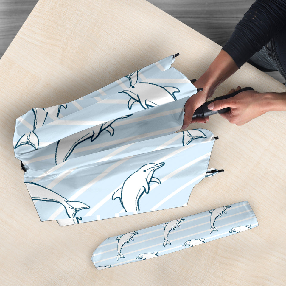 Dolphin Blue Striped Background Umbrella