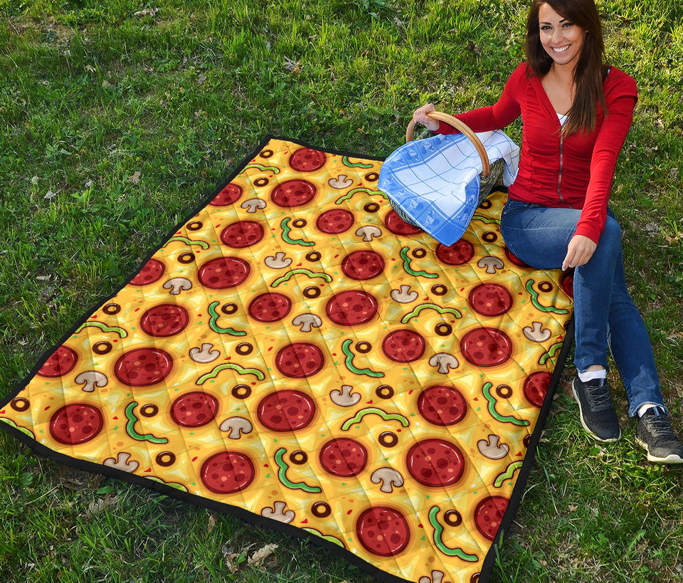 Pizza Texture Pattern Premium Quilt