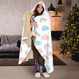 Cute Rainbow Clound Pattern Hooded Blanket