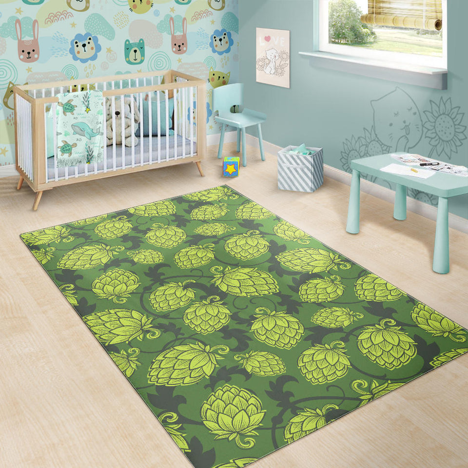Hop Patternn Hop Cone Background Area Rug