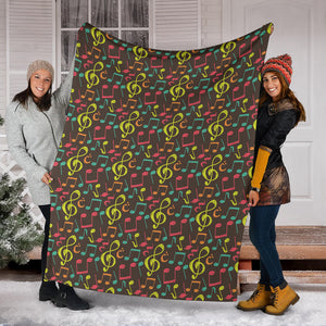 Music Notes Pattern Print Design 05 Premium Blanket