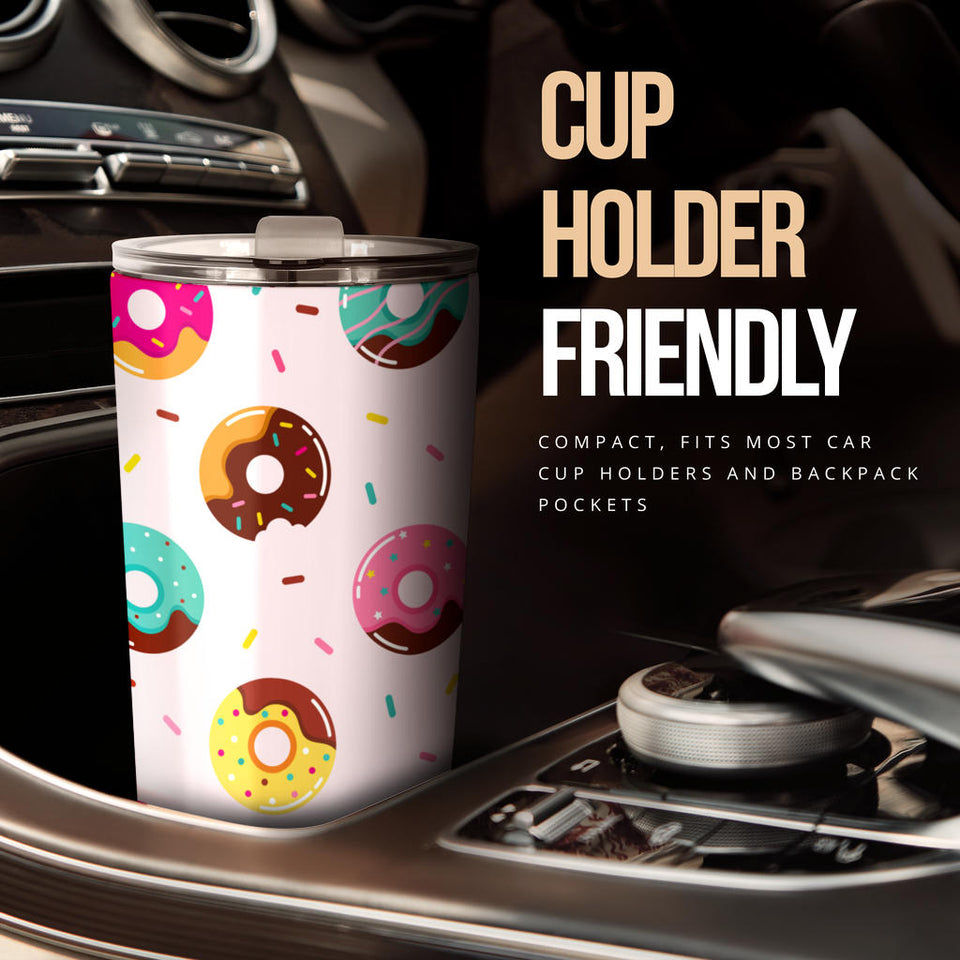 Donut Pattern Glaze Pink Background Tumbler