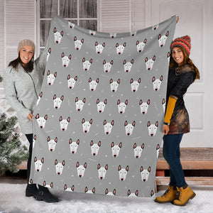 Bull Terrier Pattern Print Design 05 Premium Blanket