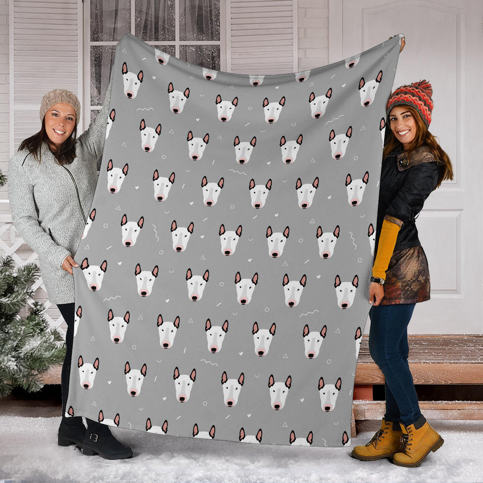 Bull Terrier Pattern Print Design 05 Premium Blanket
