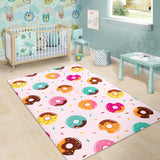 Donut Pattern Glaze Pink Background Area Rug