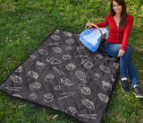Sushi Pattern Black Background Premium Quilt
