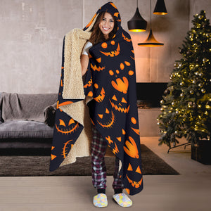 Halloween Pattern Pumpkin Background Hooded Blanket