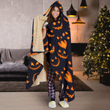 Halloween Pattern Pumpkin Background Hooded Blanket