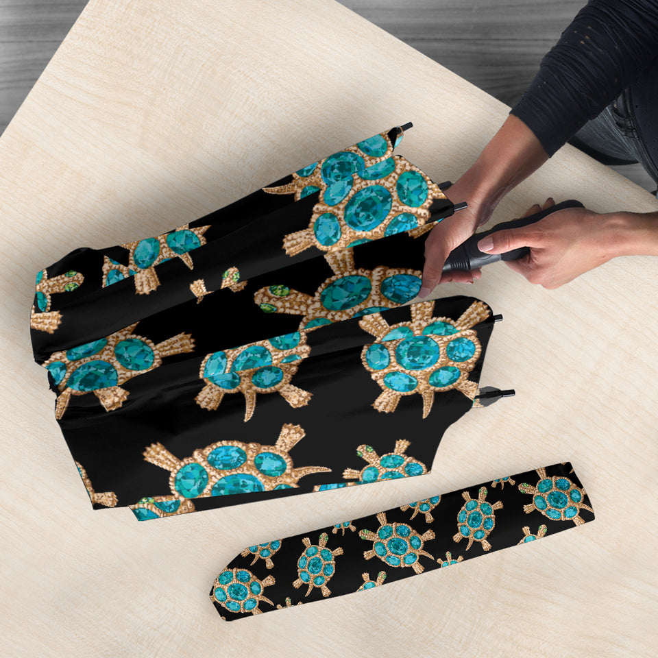 Sea Turtle Blue Stone Pattern Umbrella