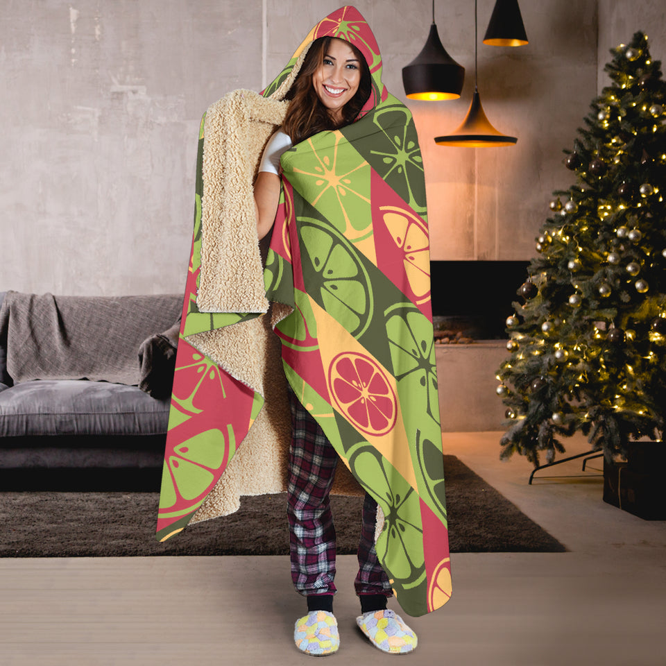 Cool Geometric Lime Pattern Hooded Blanket