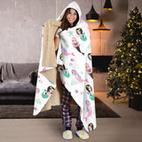 Cute Mermaid Dolphin Fish Starfish Pattern Hooded Blanket