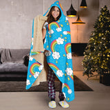 Rainbows Sky Clouds Pattern Hooded Blanket
