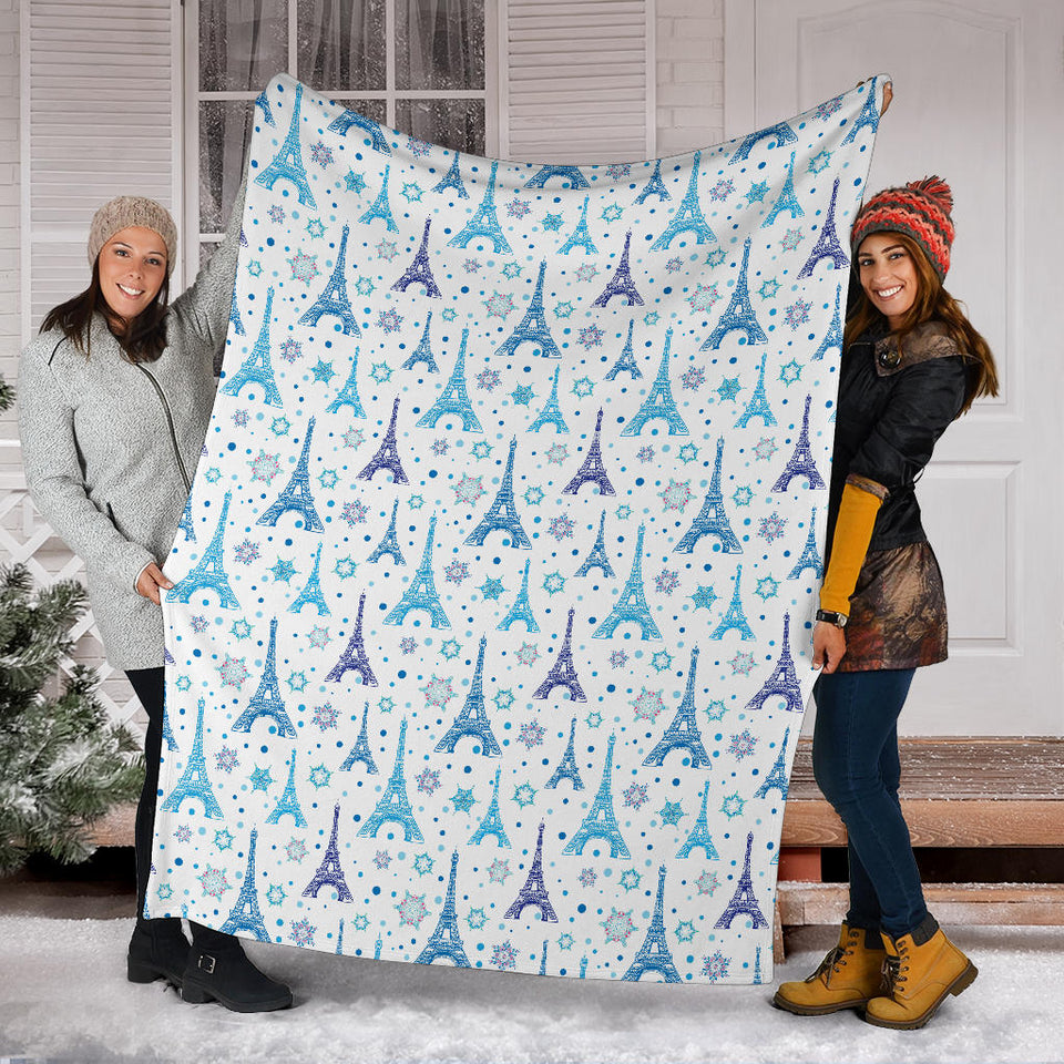 Eiffel Tower Pattern Print Design 01 Premium Blanket