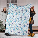 Eiffel Tower Pattern Print Design 01 Premium Blanket