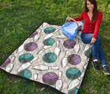 Bowling Ball And Pin Gray Background Premium Quilt